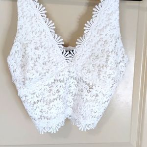 WHITE lace crop top LucyParis M